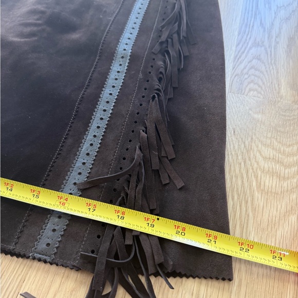 CARLISLE 100% Suede Lined Fringe Wrap Buckle Vintage Skirt Size 6 - Picture 8 of 9
